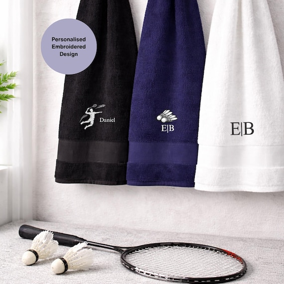 Personalised Badminton Sports Towel, Custom Embroidered Name Towel for Training & Matches.