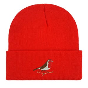 Robin Embroidered Beanie: Unisex Bird Watching Hat. Winter accessories. Bird lovers gifts image 9