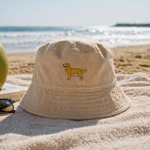 Broderad hinkhatt med golden retriever, sommarkeps i bomull, unisex hunddesign bild 2