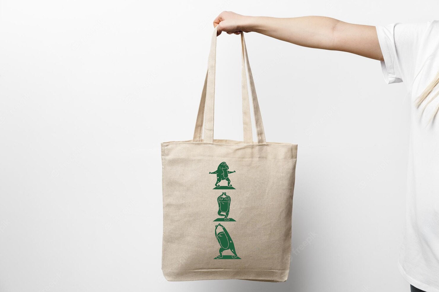 Froggy Fitness Frogs Working Out Tote Bag Choose from Two Playful Designs! Yoga Frog tote bag Frog lovers gift idea. Everyday shopping bag