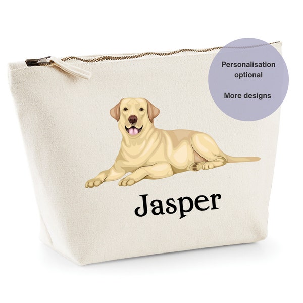 Labrador Accessoire Tasche. Personalisierte Labrador Kosmetiktasche, Kulturtasche, Kosmetiktasche, Reisetasche. 3 Design-Optionen zur Auswahl.