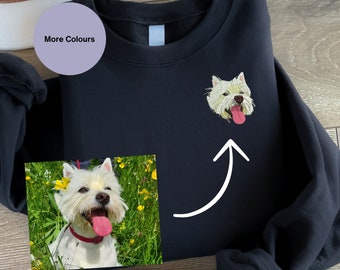 Sweatshirt met geborduurd huisdier. Unisex geborduurde huisdieren op zweet. Geborduurde kleding voor portretten van huisdieren. Op maat gemaakt sweatshirt voor huisdieren. Hondenuitlaters cadeau