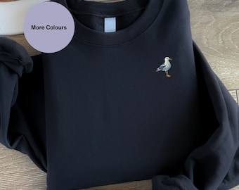 Sudadera con bordado de gaviota: regalo de ropa de animales. Ropa con bordado de aves.