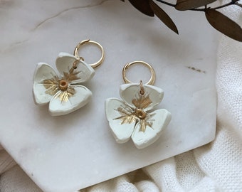 Clover Collection Gold | Botanical embossed | Contemporary statement dangle earrings | drop handmade earrings | modern chic