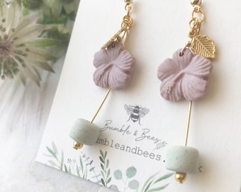 Wildflower Charm Collection | Botanical embossed | Contemporary statement dangle earrings | drop handmade earrings | modern chic