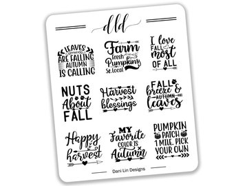 Fall Quote Stickers | Planner Stickers | Planner Accessories | Script Stickers