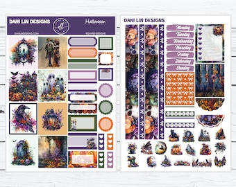 Halloween Hobonichi Cousin Sticker Kit  Spooky Planner Stickers for Hobonichi Cousin, Ghost Pumpkin Decor, Autumn Weekly + Decorative Sheets