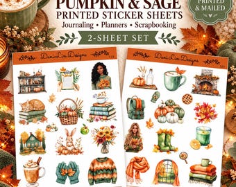 Watercolor Sticker Set: Autumn Scenes for Planners, Bullet Journals, Notebooks, Scrapbooks