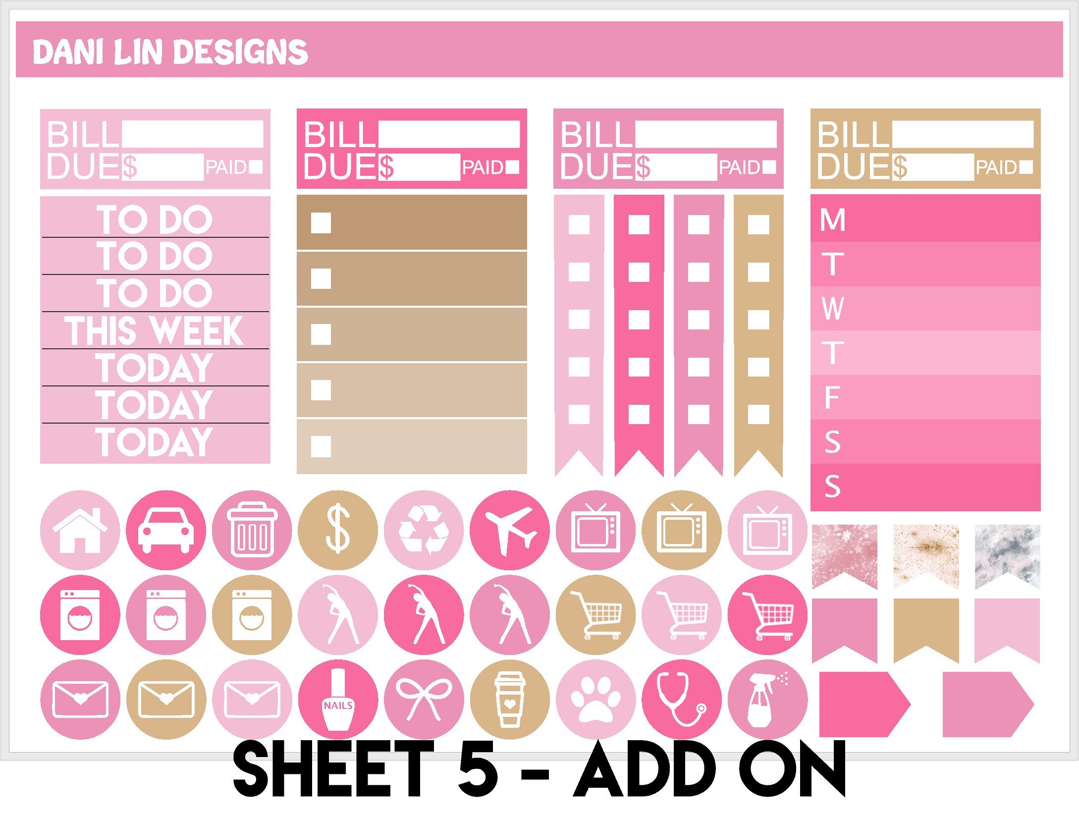 Pink Planner Sticker Kit Girl Boss Stickers | Etsy