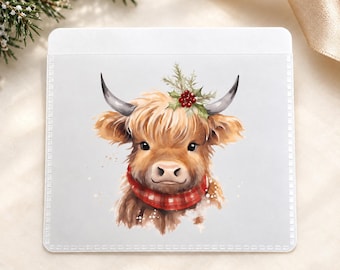 Highland Cow Planner Pocket | Vinyl Adhesive, Christmas Accessories