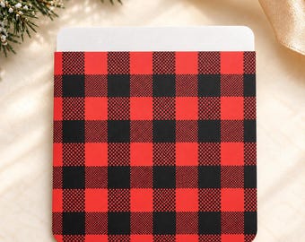 Red and Black Buffalo Plaid Vinyl Adhesive Pocket | Planner - Notebook - Scrapbook - Journal Pocket | Christmas Plaid