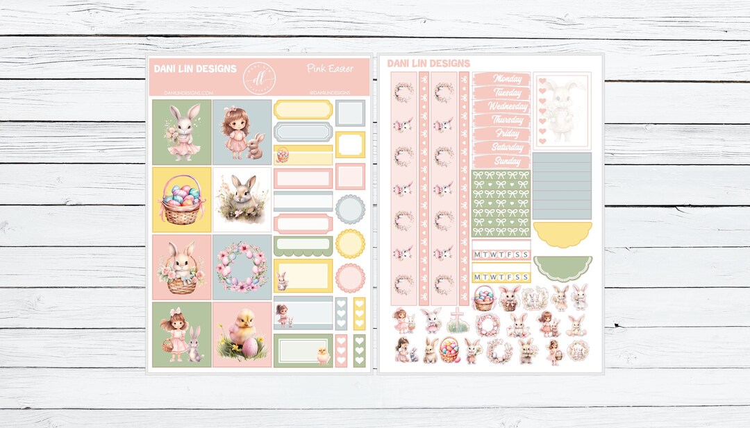 Pink Easter Hobonichi Cousin Sticker Kit - Etsy