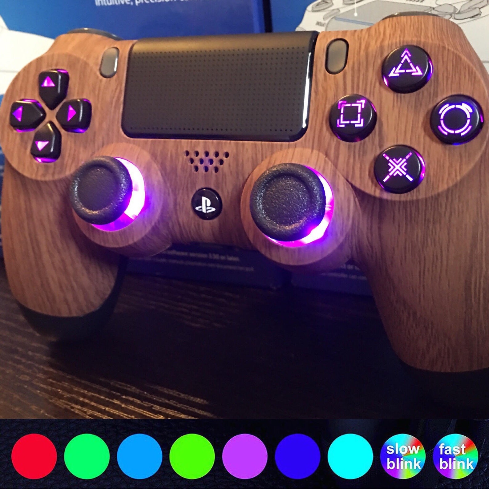 Custom PS4 Controller with LED color changing buttons 7 Etsy