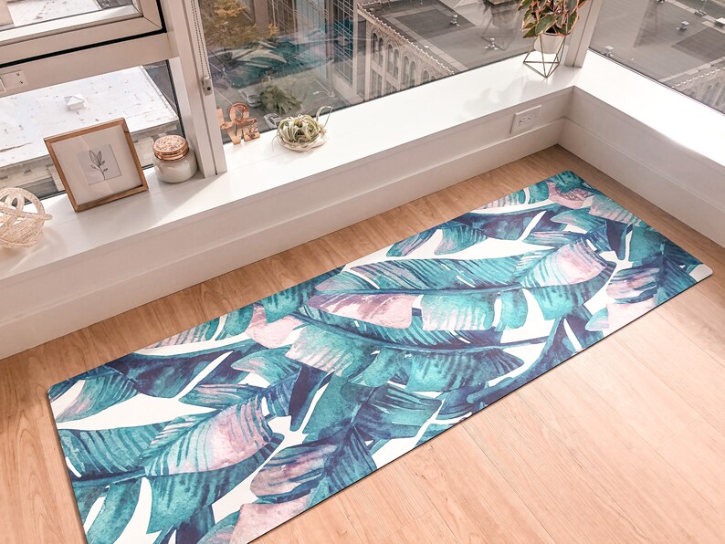 Aloha Shavasina Yoga Mat leaf print thick yoga mat Etsy