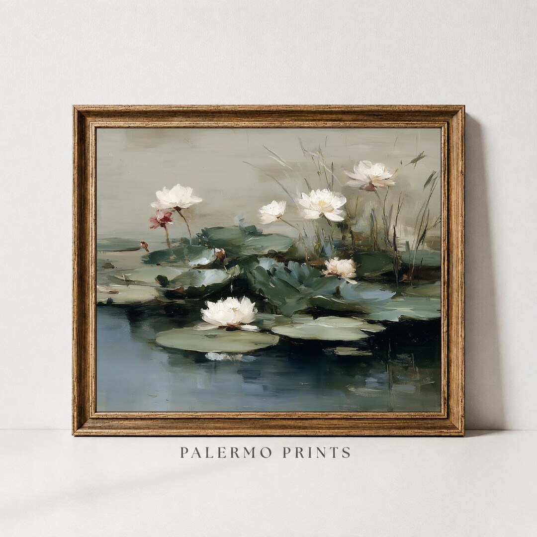 Water Lilies Floral Wall Art Vintage Oil Painting Print Botanical water-lilies-floral-wall-art-vintage-oil-painting-print-botanical