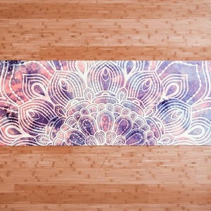 Cosmic Mandala Yoga Mat - Non Slip Hot Yoga Mat - Thick Rubber Yoga Mat - Microfiber Yoga Mat - Washable