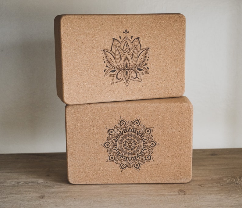 Flower Mandala Cork Yoga Block image 1