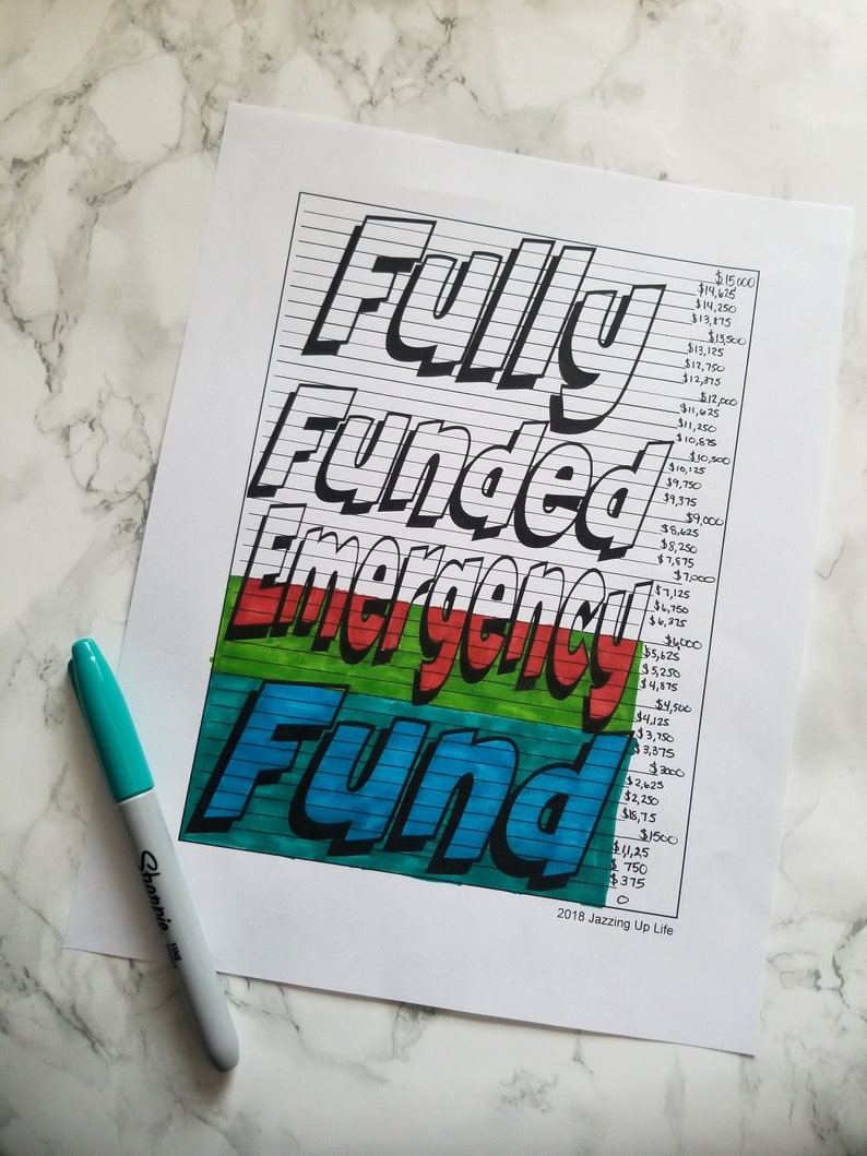 Fully Funded Emergency Fund Tracking Chart Dave Ramsey Debt | Etsy