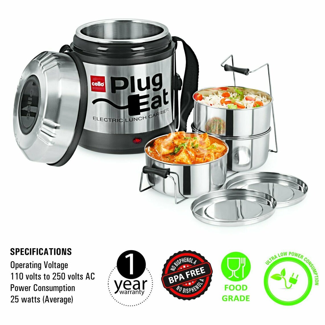 Cello Electro Hot Case Electric Lunch Box Detachable Cord 3 Etsy