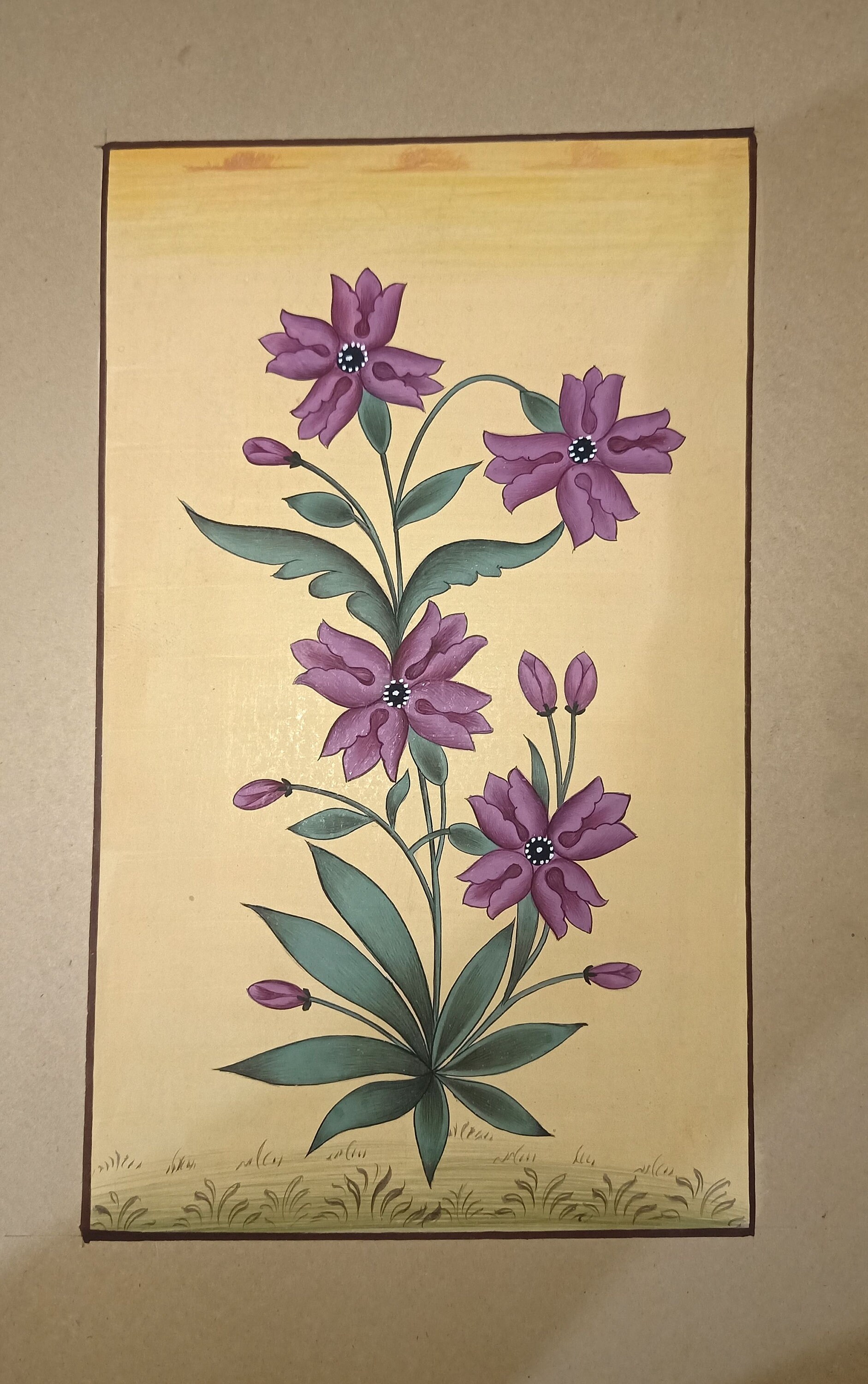 Purple Indian Flower Handmade Miniature Painting Floral Etsy