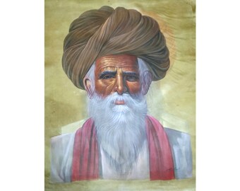 Typical Villager Handmade Portrait Painting With Signature of Artist On Silk