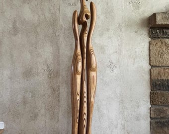 Vintage Mid Century Modernist Wood Floor Sculpture Henry Moore Brancusi Noguchi