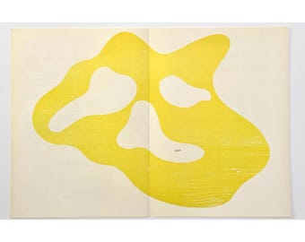 Vintage 1950er Jean Arp Abstrakte Kunst Gelbe Kunst Paris, Frankreich Limited Edition Moderne Kunst MCM In der Platte signiert