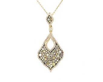 14K Gelb Schwarz Rhodium Multi farbige Diamant Anhänger Halskette, Diamant Cluster Halskette, Schichtung Halskette Länge 18 ""