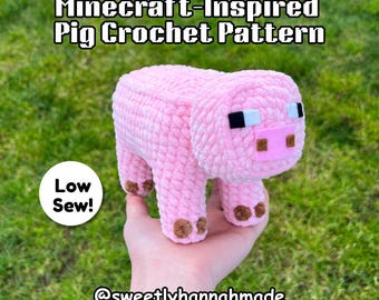Low-Sew Minecraft-geïnspireerd haakpatroon varken: amigurumi (pdf-patroon)