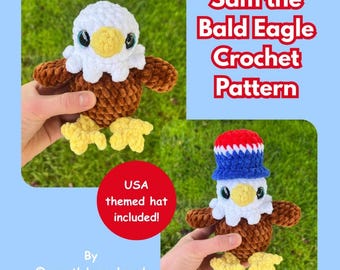 Gehaakt zeearendpatroon met Amerikaanse hoed: beginnersvriendelijke amigurumi (pdf-patroon)