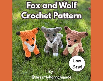 Gehaakt vos- en wolfpatroon laag naaien: beginnersvriendelijke amigurumi (pdf-patroon)