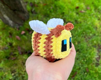 Minecraft-Inspired Bee Crochet Plushie Stuffed Animal