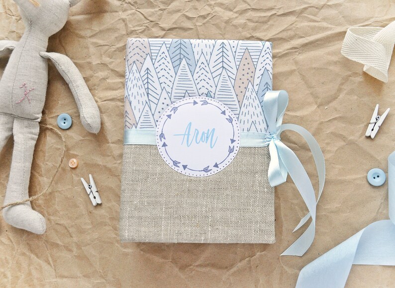Personalized Baby Photo Album Baby boy memory book Linen Etsy