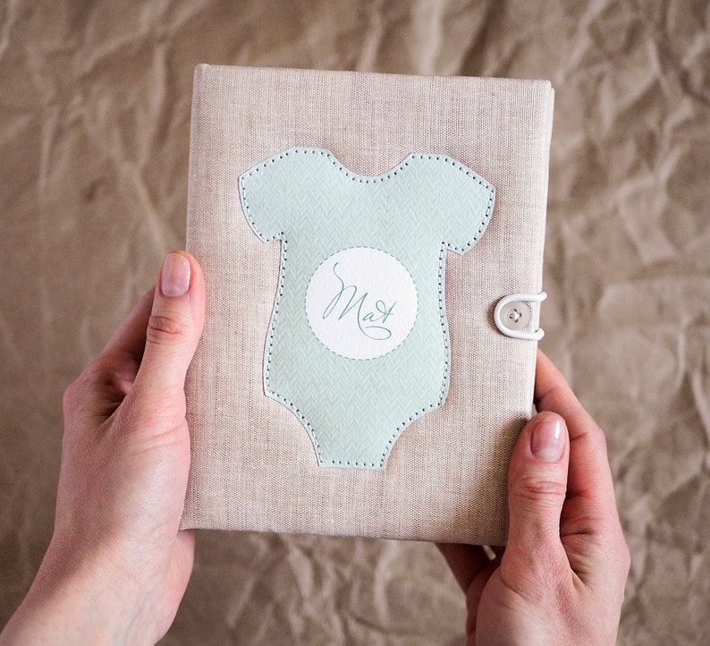 Personalized Baby Boy photo Album Rustic baby album Linen Etsy