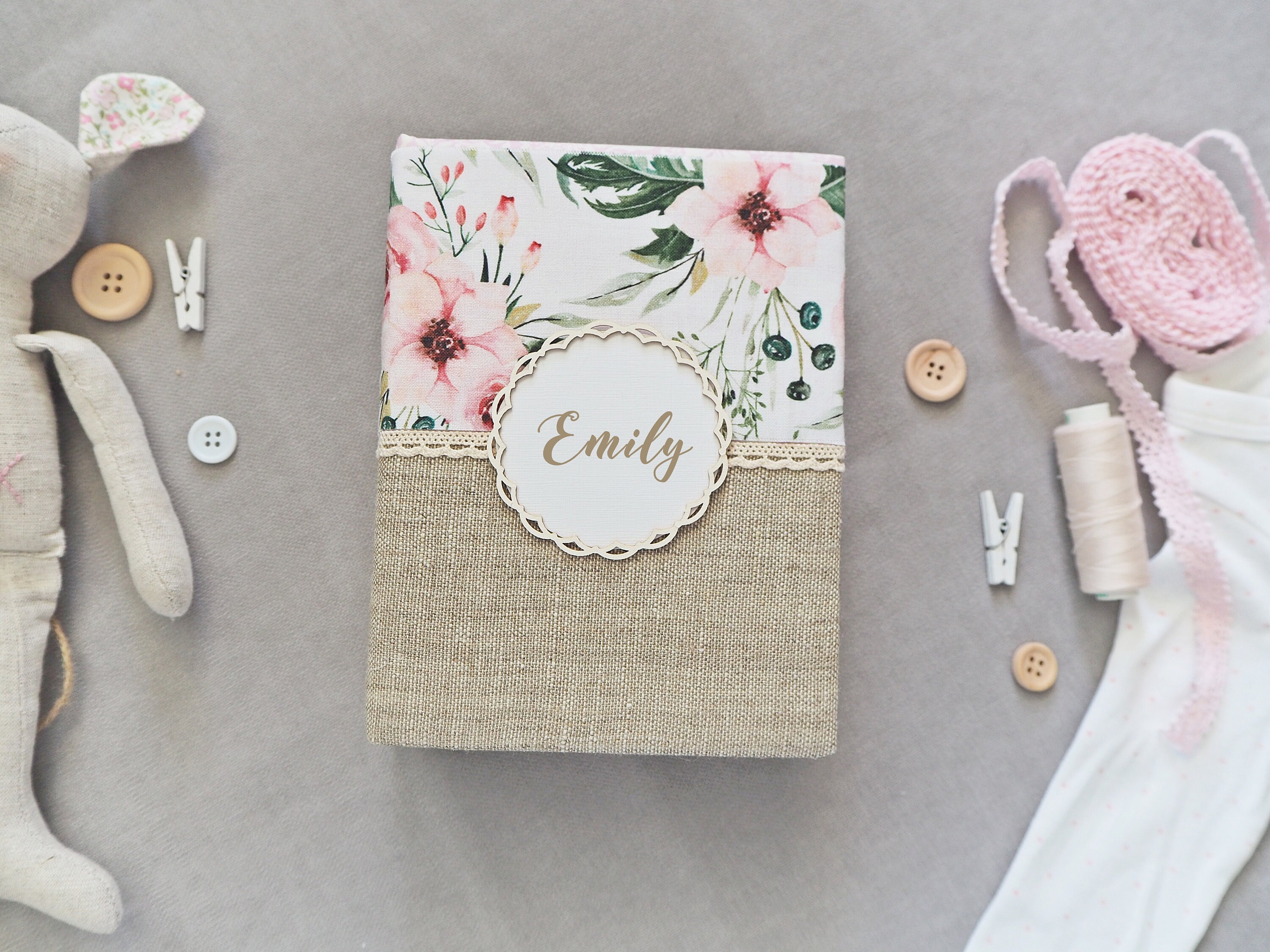 Personalized Photo Album Linen Baby Photo Album Baby Album Etsy