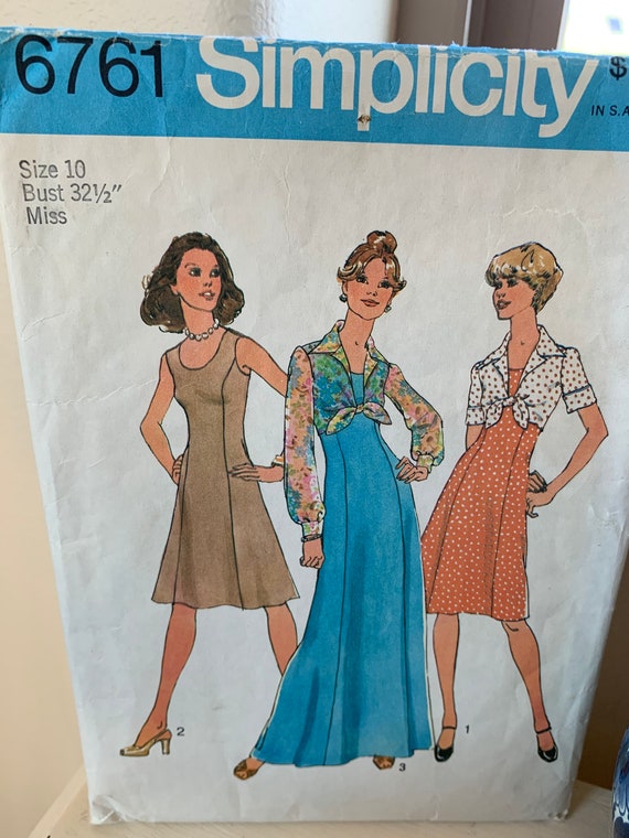 Simplicity 6761 Vintage Misses Princess Seam Dress in Two Lengths and  Unlined Jacket Free Domestic Shipping 