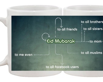 Personalised Any Name Message Eid Mubarak Tea Mugs Cups Islamic Gifts Ramadhan