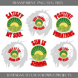 PNG SVG Sunshine Reggae Bob Marley Designdatei, digitaler Download, transparentes Grafikdesign für Printprojekte. Kein Physisches Produkt.