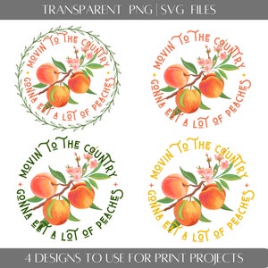 PNG SVG PEACHES Design-Datei, digitaler Download, transparentes Grafikdesign für Print-Projekte. Kein Physisches Produkt.