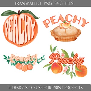 PNG SVG PEACHY Design File, Digital Download, Transparent Graphic Design to use for Print Projects. Not a Physical Product.
