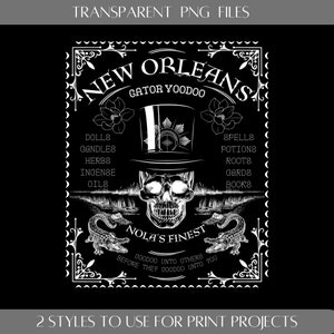 Arquivo PNG New Orleans Voodoo Design, download digital, design gráfico transparente para usar em projetos de impressão. Não é um produto físico.