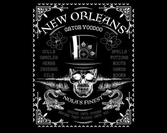 PNG New Orleans Voodoo Design File, Digital Download, Transparent Graphic Design to use for Print Projects. Not a Physical Product.