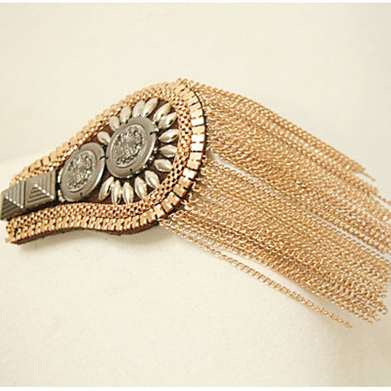 Suit Chain Fringed Coat Epaulettes Rhinestone Clothing Patch Etsy