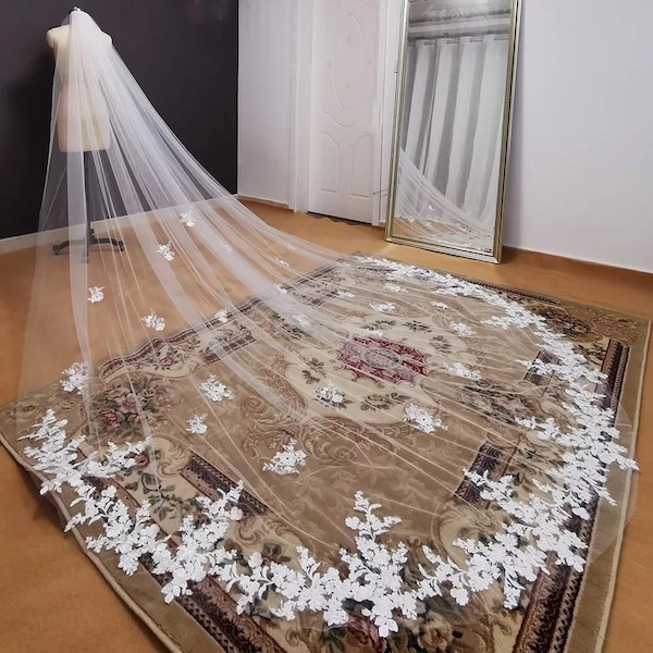 Dakota beaded lace cathedral veil 110