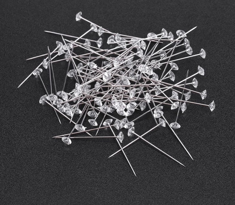 50pcs Rhinestone Head Sewing Pins Stitching Needles Corsages Etsy