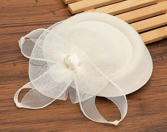 Women Chic Fascinator Hat Cocktail Wedding Party Church Headpiece Fashion Headwear Feather Hair Accessories Bride