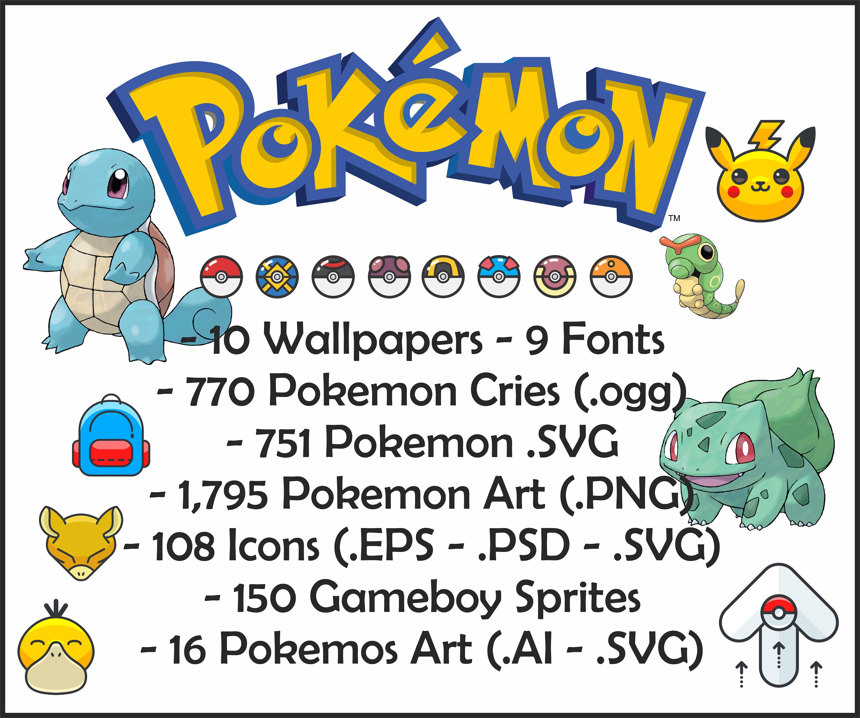 Biggest Pokemon Pack Svg Eps Png Ogg Ai Etsy