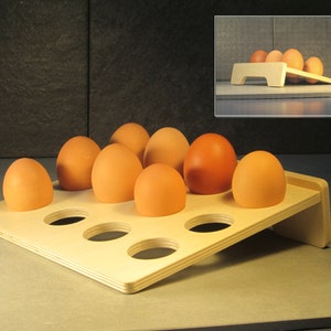 Minimalist Egg Tray for 6 or 12 Eggs | Contemporary Kitchen Storage Egg Rack Organizer | Farmhouse Décor Gourmet Chef Gift | Handmade in USA