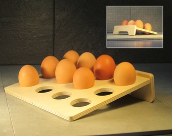 Minimalist Egg Tray for 6 or 12 Eggs | Contemporary Kitchen Storage Egg Rack Organizer | Farmhouse Décor Gourmet Chef Gift | Handmade in USA