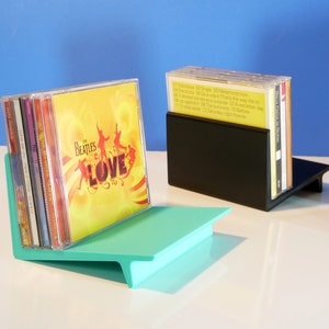 CD Storage Rack Holds 12 Compact Disks | Simple Modern Tabletop CD Holder and Organizer | Small Minimalist Design | Made in USA